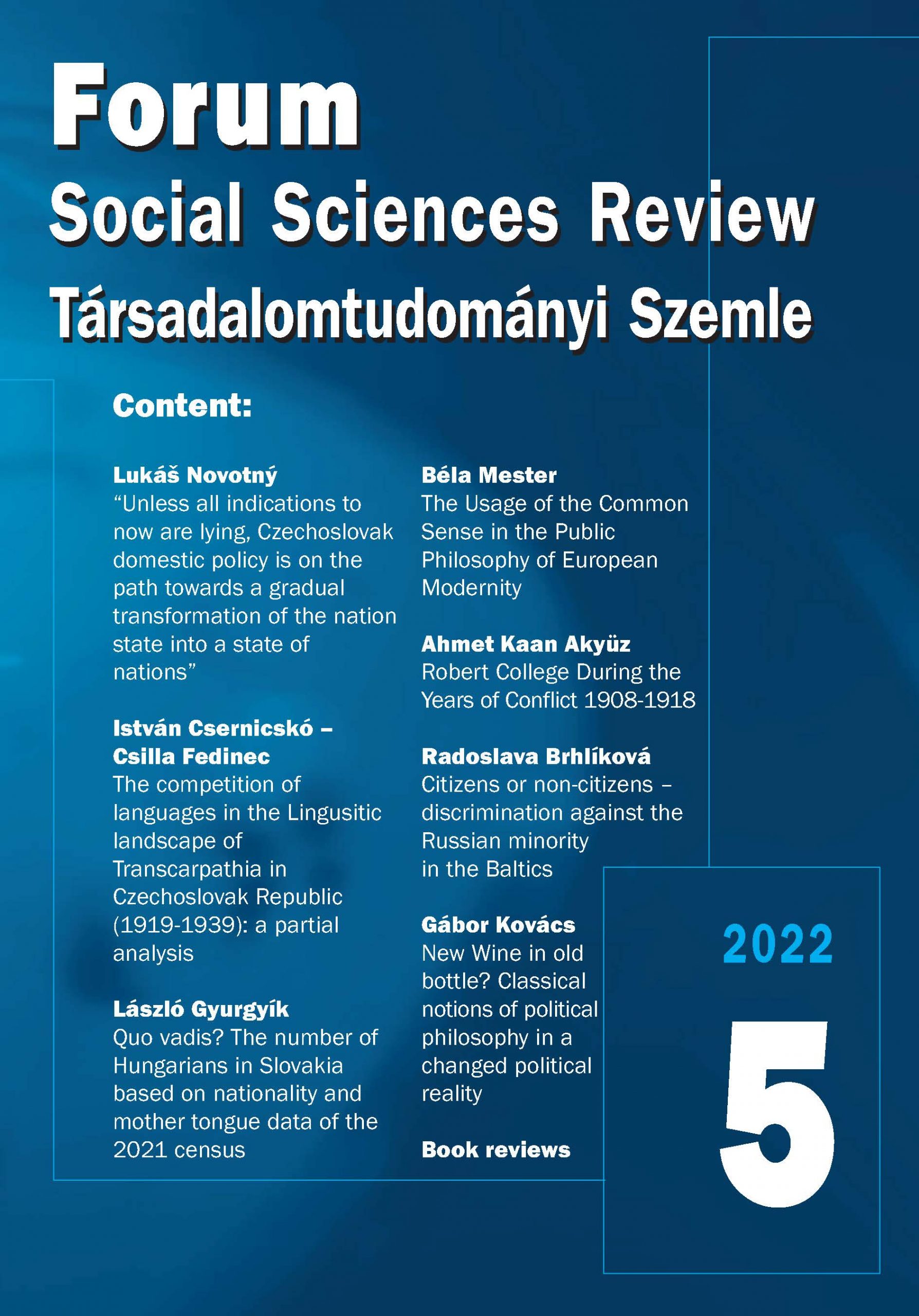Fórum Társadalomtudományi Szemle/Forum Social Sciences Review 2022/5